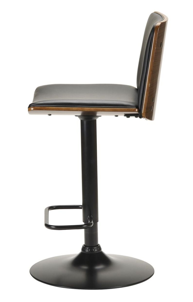Odessa Barstool - Black PU - Walnut Timber