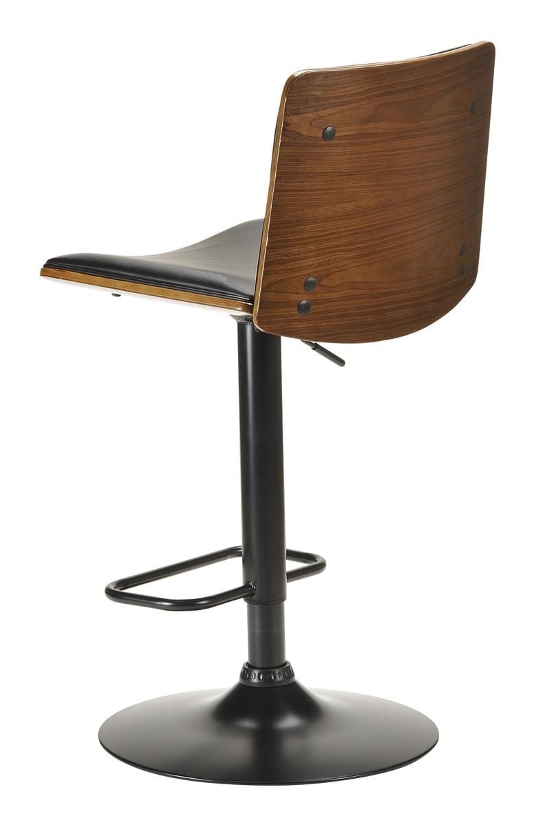 Odessa Barstool - Black PU - Walnut Timber
