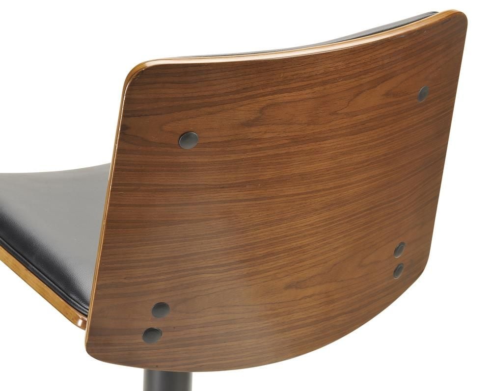Odessa Barstool - Black PU - Walnut Timber