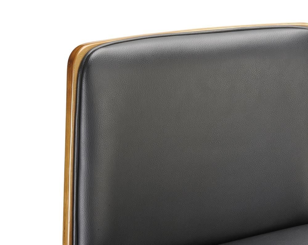 Odessa Barstool - Black PU - Walnut Timber