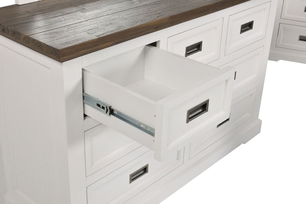 Paris Dressing Table + Mirror - Provincial Two Tone