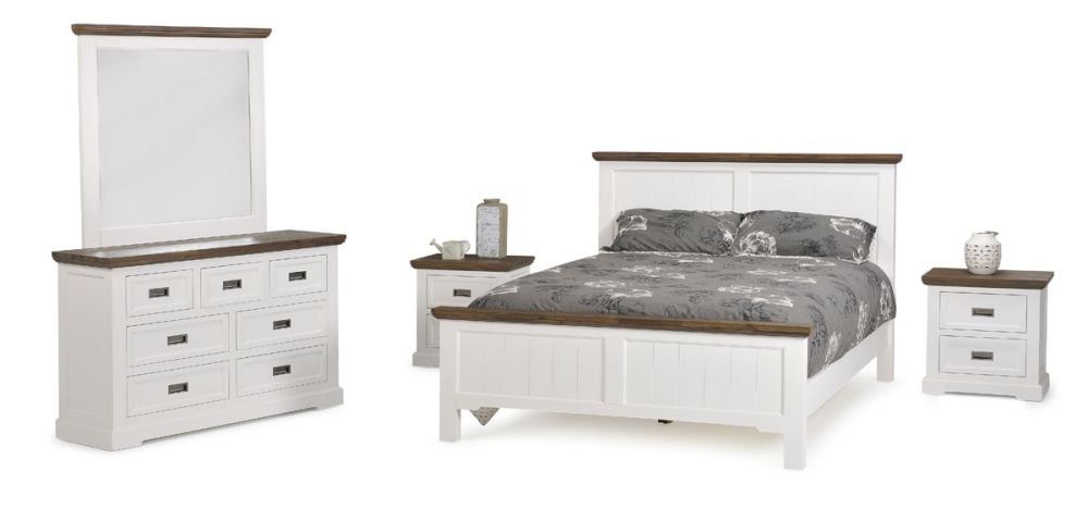 Paris Dressing Table + Mirror - Provincial Two Tone