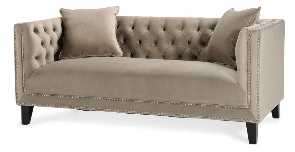 Peyton 2 Seater Loveseat - Beige Velvet