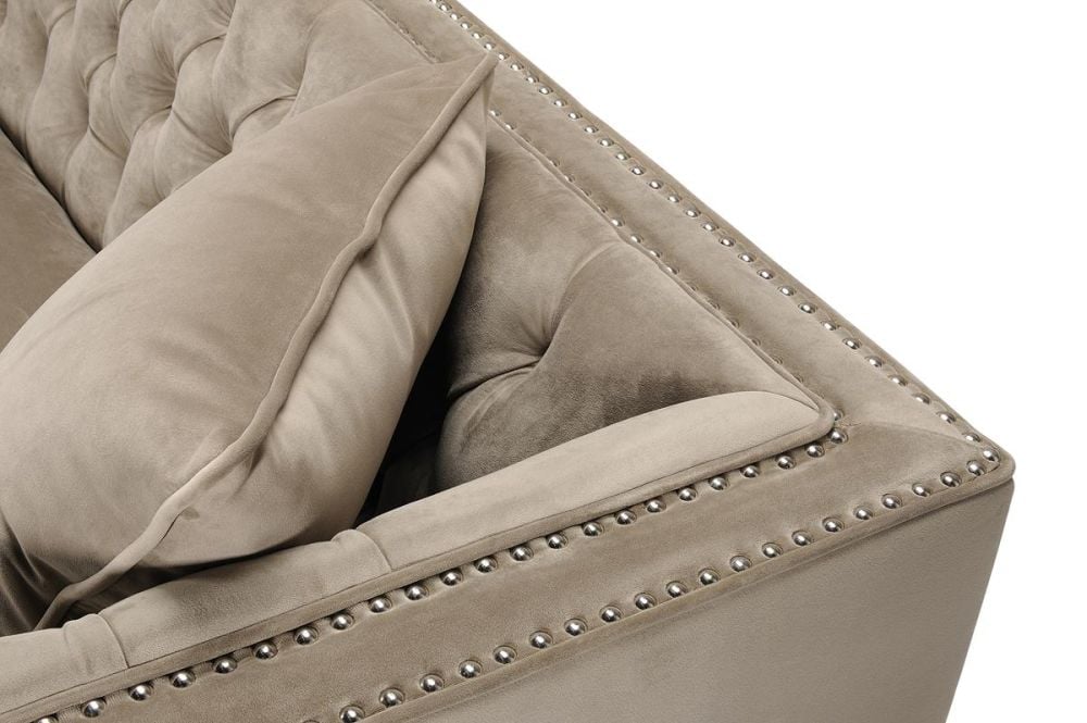 Peyton 2 Seater Loveseat - Beige Velvet