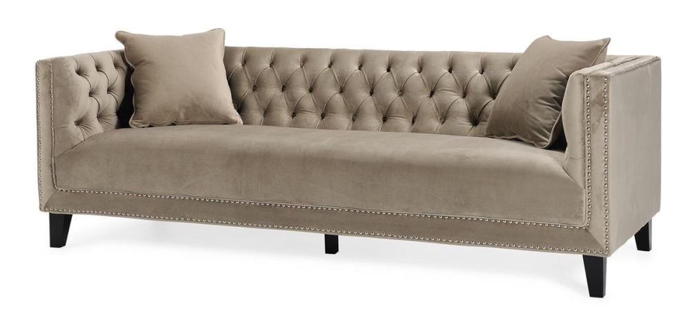 Peyton 3 Seater Sofa - Beige Velvet