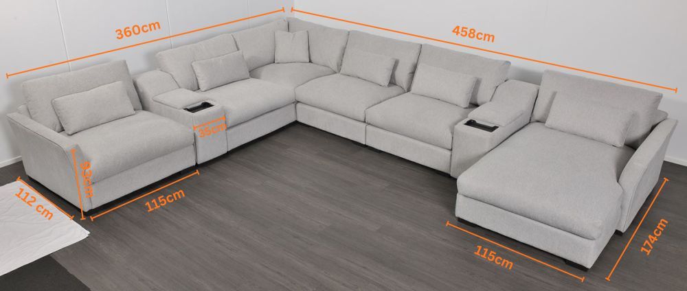 Matrix 6 Seater Corner Chaise Lounge Suite - Cloud