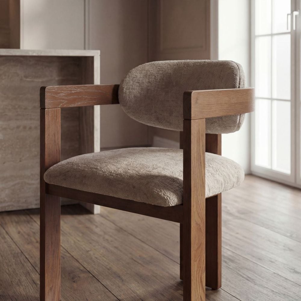 Raymond Dining Chair - Walnut & Beige