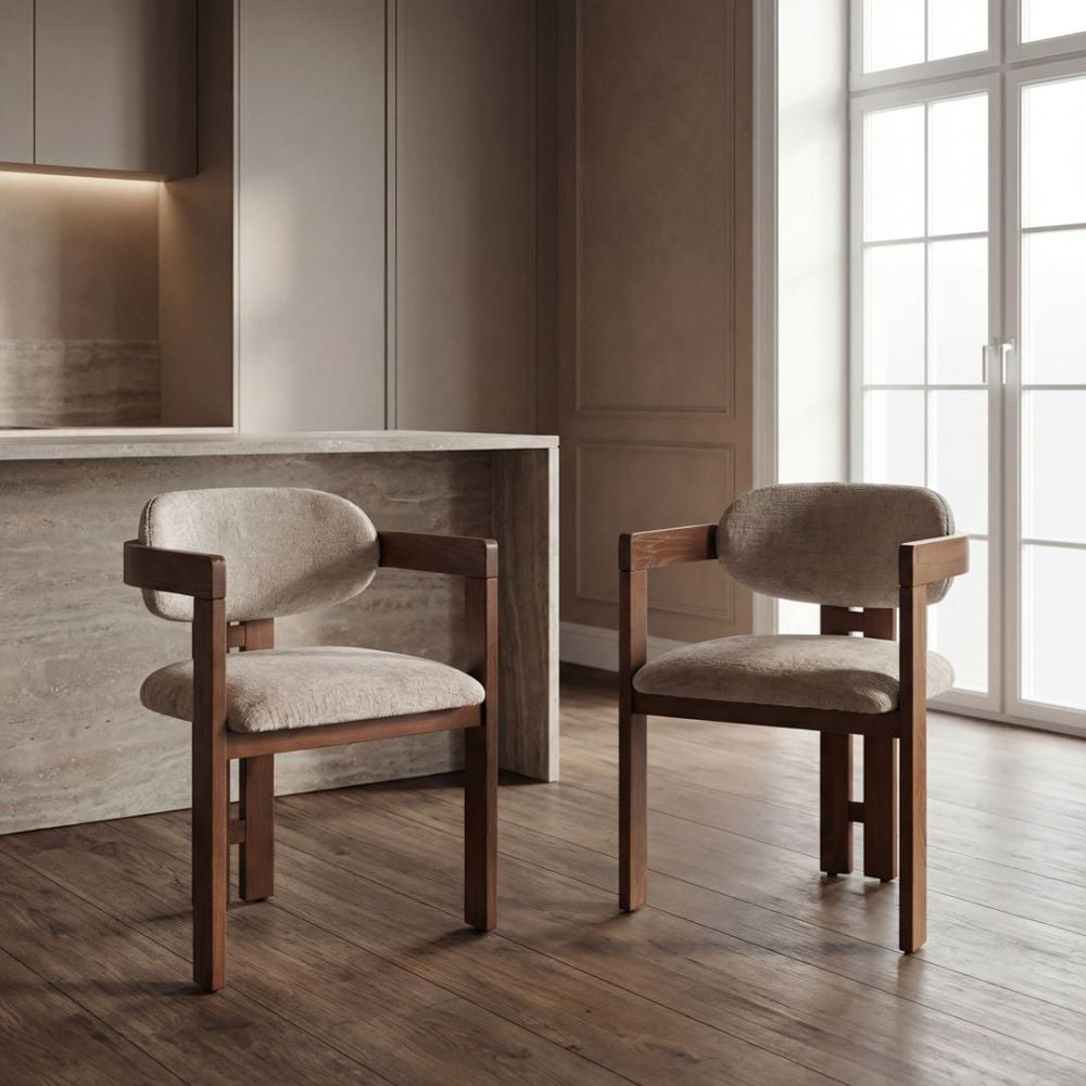 Raymond Dining Chair - Walnut & Beige