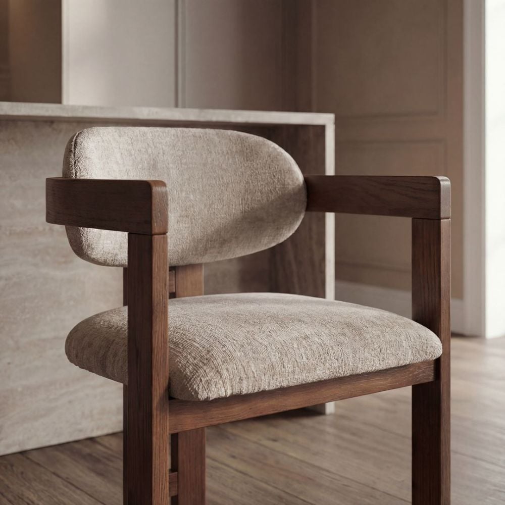 Raymond Dining Chair - Walnut & Beige