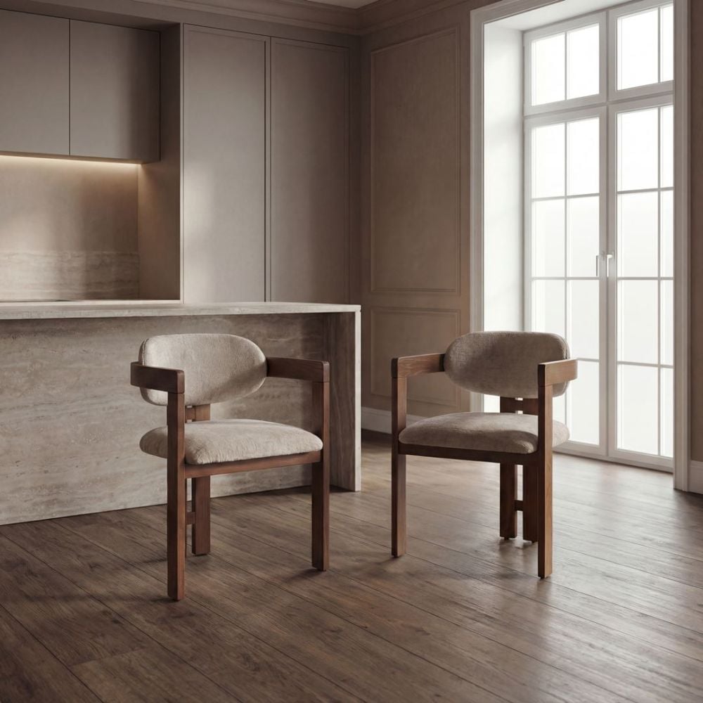 Raymond Dining Chair - Walnut & Beige
