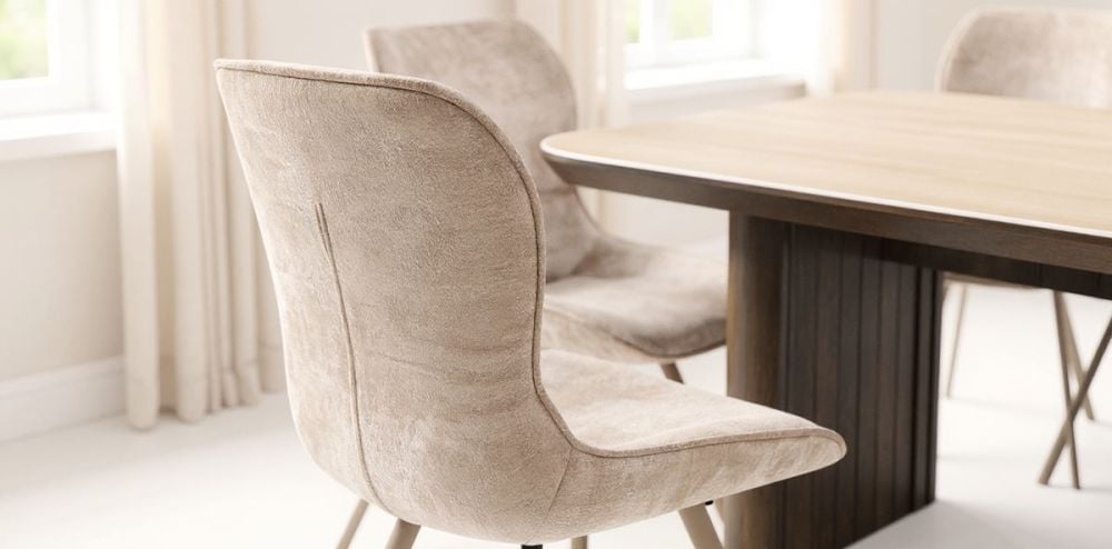 Riviera 2100 Dining Table + 8 Grey Polly Chairs - Taupe
