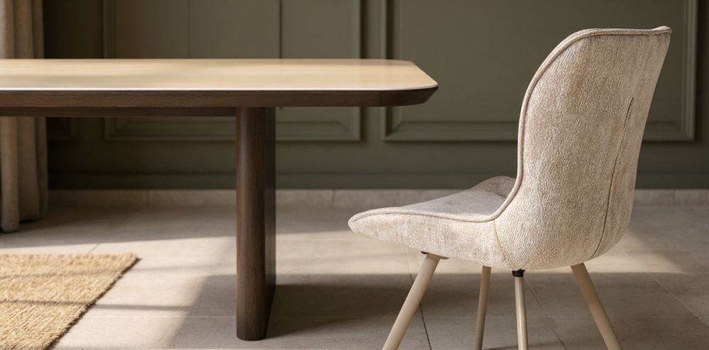 Riviera 2100 Dining Table + 8 Grey Polly Chairs - Taupe