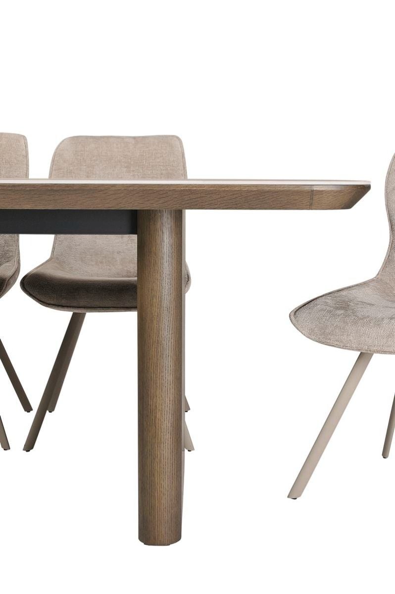 Riviera 2100 Dining Table + 6 Grey Polly Chairs - Taupe