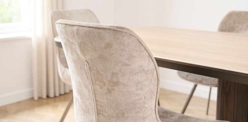 Riviera 2400 Dining Table + 8 Grey Polly Chairs - Taupe