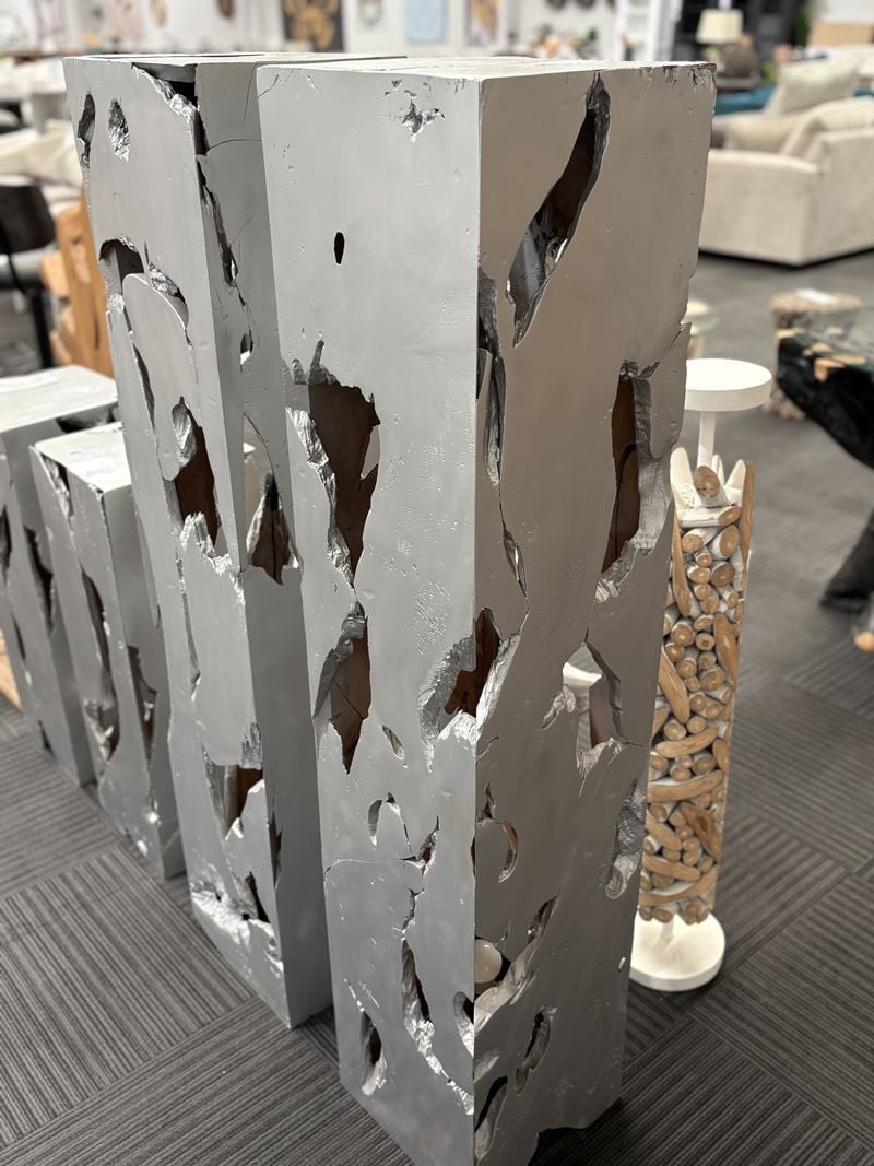 Clearance - Teak Wood - Lamp Laminasi Large- Silver - Nat Oak