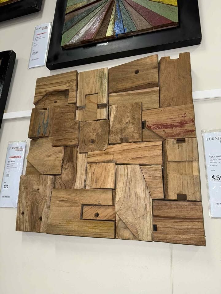 Clearance - Teak Wood Square Abstract