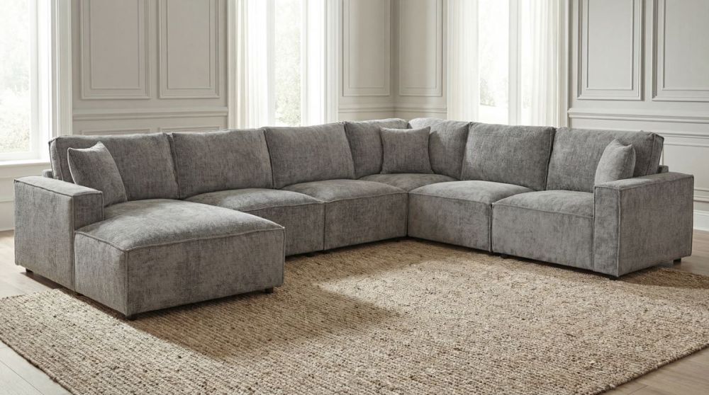 Urban 6 Seater Corner Chaise Lounge Suite - Licorice