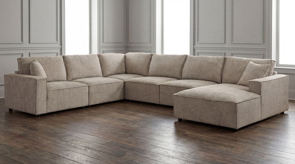 Urban 6 Seater Corner Chaise Lounge Suite - Slate