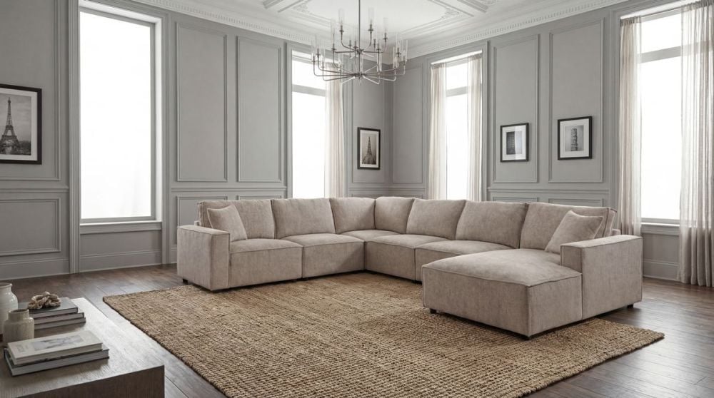 Urban 6 Seater Corner Chaise Lounge Suite - Slate