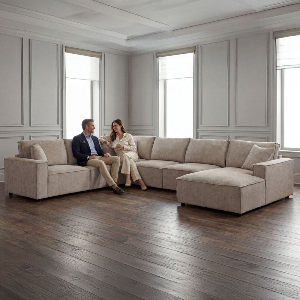 Urban 6 Seater Corner Chaise Lounge Suite - Slate