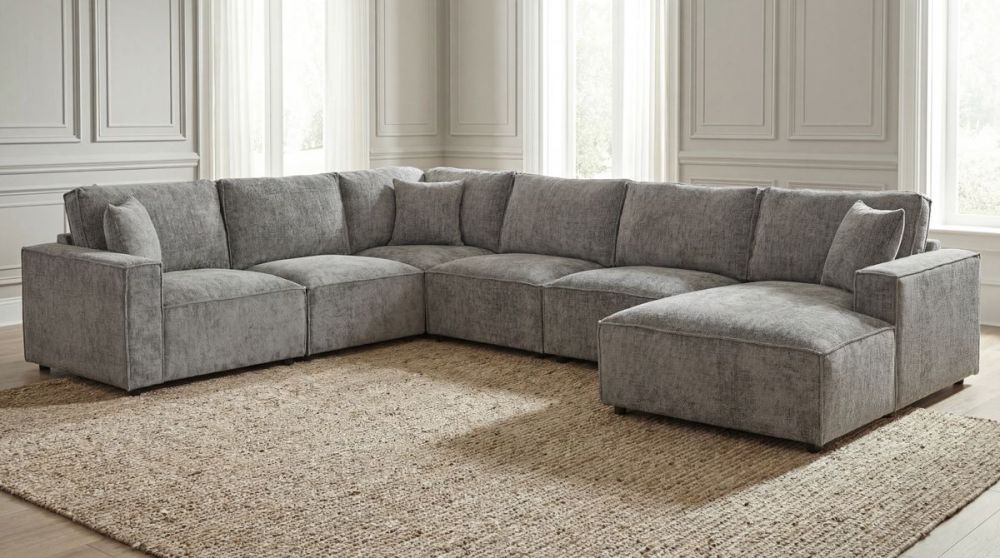 Urban 6 Seater Corner Chaise Lounge Suite - Licorice