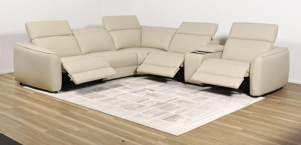 Vetro 5 Seater Corner Recliner Suite - Beige