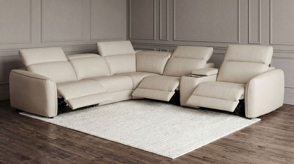 Vetro 5 Seater Corner Recliner Suite - Beige