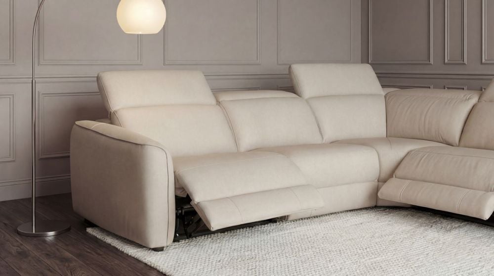 Vetro 5 Seater Corner Recliner Suite - Beige