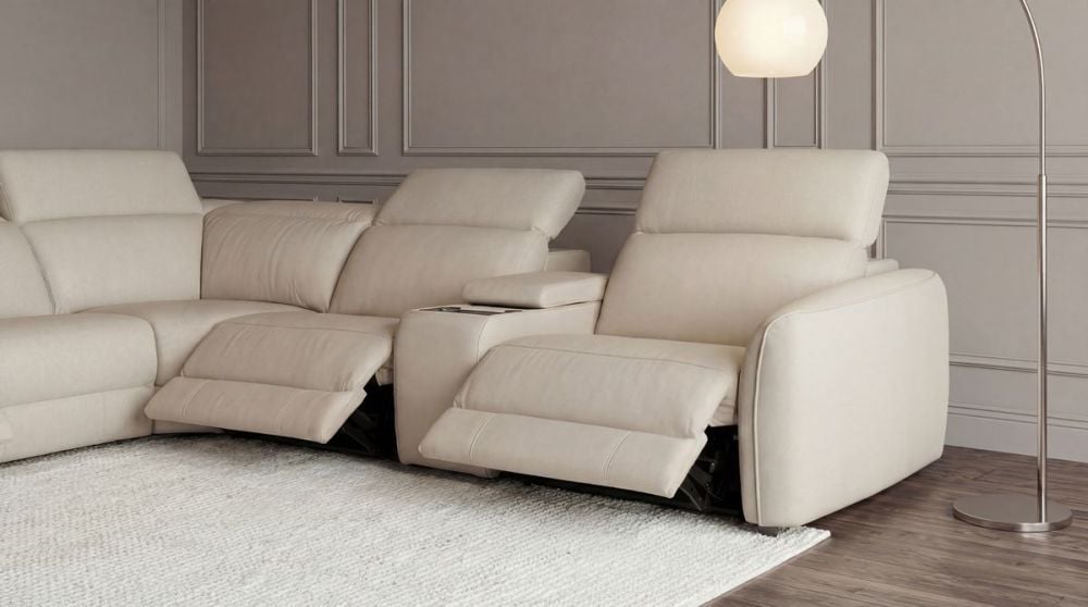 Vetro 5 Seater Corner Recliner Suite - Beige