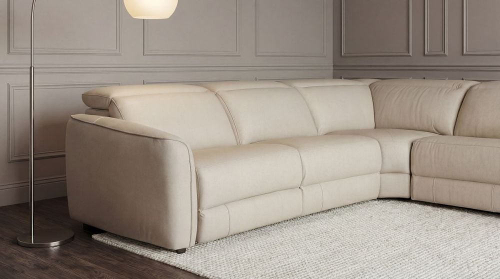 Vetro 5 Seater Corner Recliner Suite - Beige
