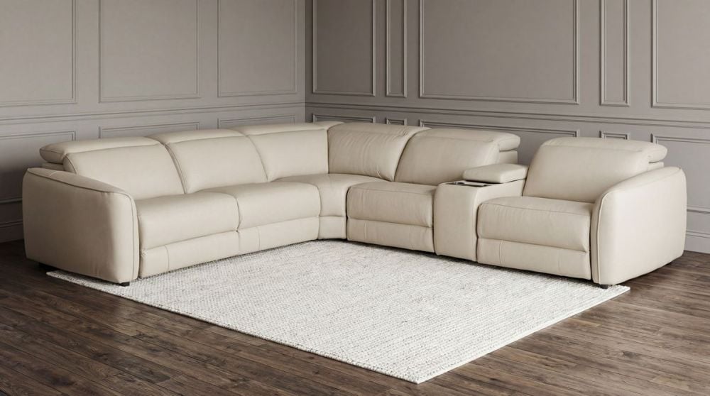 Vetro 5 Seater Corner Recliner Suite - Beige