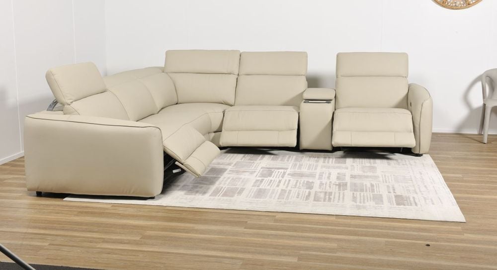 Vetro 5 Seater Corner Recliner Suite - Beige