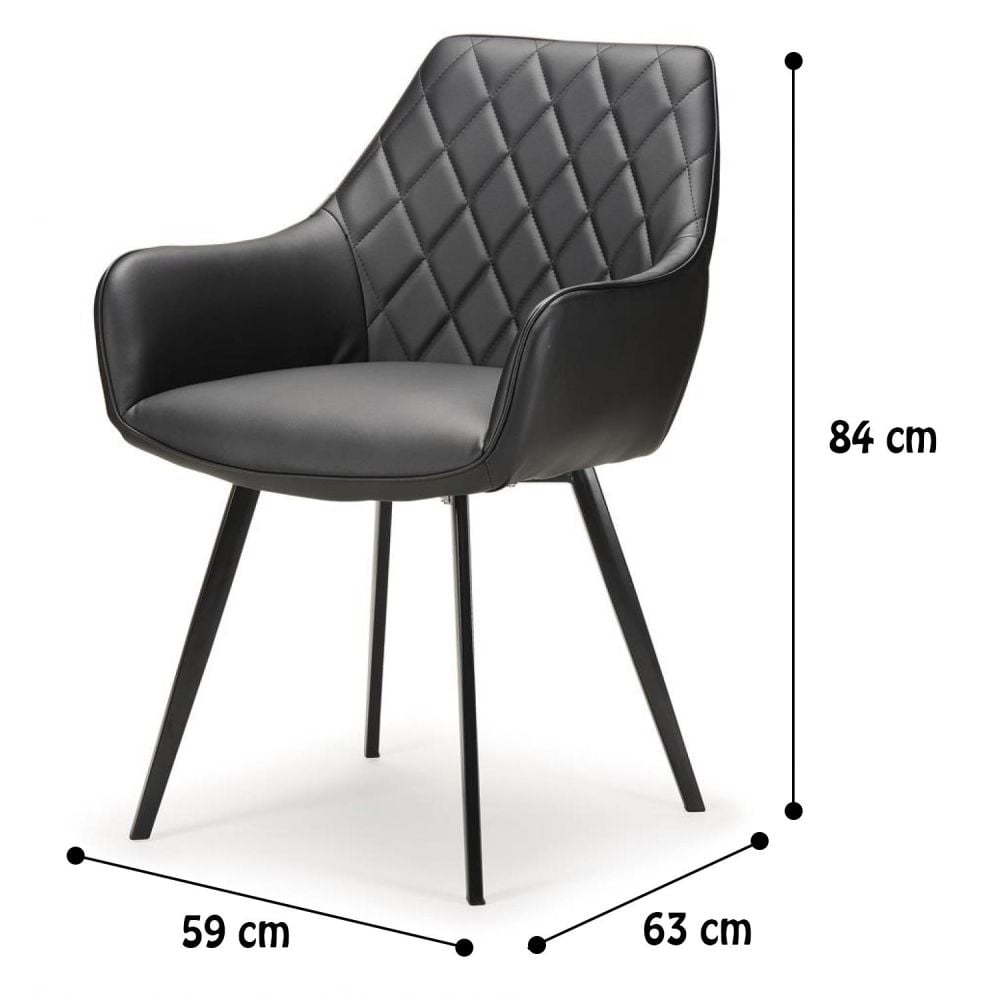 Vincent Dining Chair - Black Leatherette