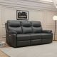 Cairo 3 Seater Electric Recliner - Black Leather