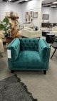 Clearance - Peyton Low Back Arm Chair Ocean Teal