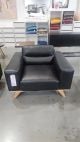 Clearance - Matera Armchair - Black Leather -Natural Oak