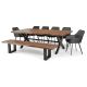 Macedon 2400 Dining Table + 6 Black Vincent Chairs + Bench
