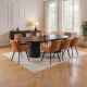 Ripple 2400 Dining Table - Black + 8 Brown Vincent Chairs