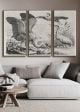 Monochrome Birds Print - Set Of 3 - 151199H - W140cm x H70cm