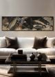 Wide Gold Palms Print - Dark - 151340 - W180cm x H50cm