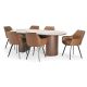 Como 2100 Dining Table - Walnut + 6 Brown Vincent Chairs