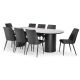 Como 2400 Dining Table - Black + 8 Black Lima Chairs