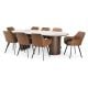 Como 2400 Dining Table - Walnut + 8 Brown Vincent Chairs