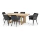 Linea 2000 Dining Table - Natural + 6 Black Amber Chairs
