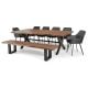 Macedon 2400 Dining Table + 6 Black Vincent Chairs + Bench