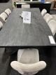 Clearance - Macedon Black Acacia Dining Table + 8 Miles Dining Chair - Grey Fabric