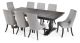 Paris 2400 Table - Provincial Black + 8 Grey Fabric Paris Dining Chairs