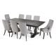 Paris 2400 Table - Provincial Black + 8 Grey Fabric Paris Dining Chairs