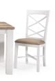Paris Timber Dining Chair - White - Beige Fabric Seat