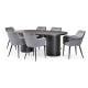 Ripple 2100 Dining Table - Black + 6 Grey Amber Chairs